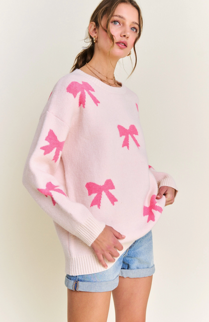 Pink Bow Pattern Sweater