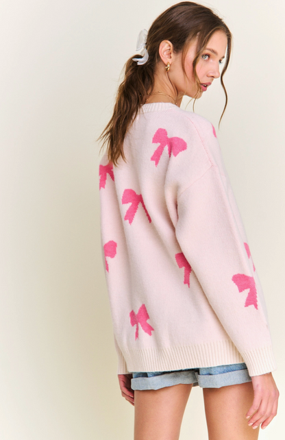 Pink Bow Pattern Sweater