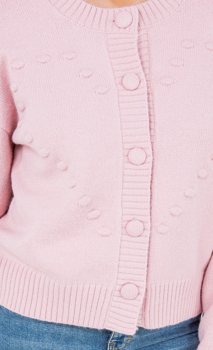 Heart Button Up Cardigan Pink