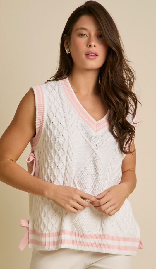 Pink Stripes Knit Vest