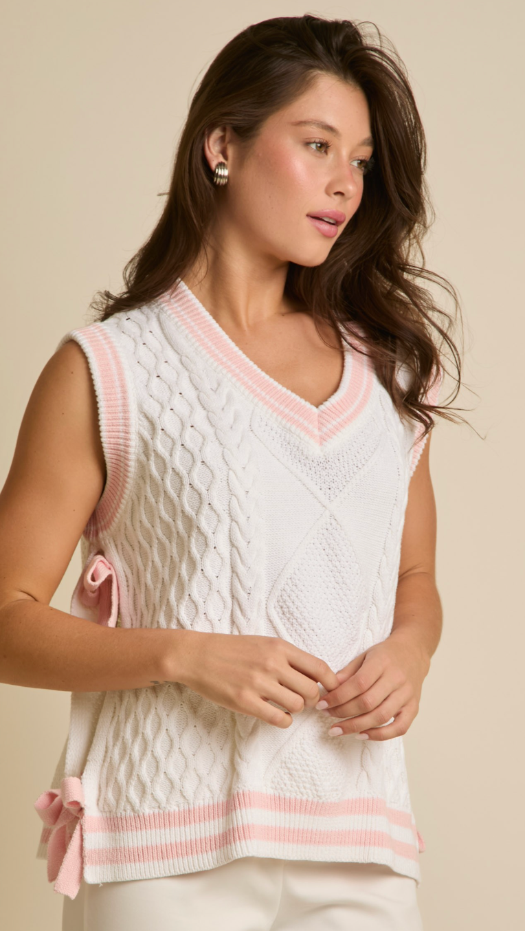 Pink Stripes Knit Vest