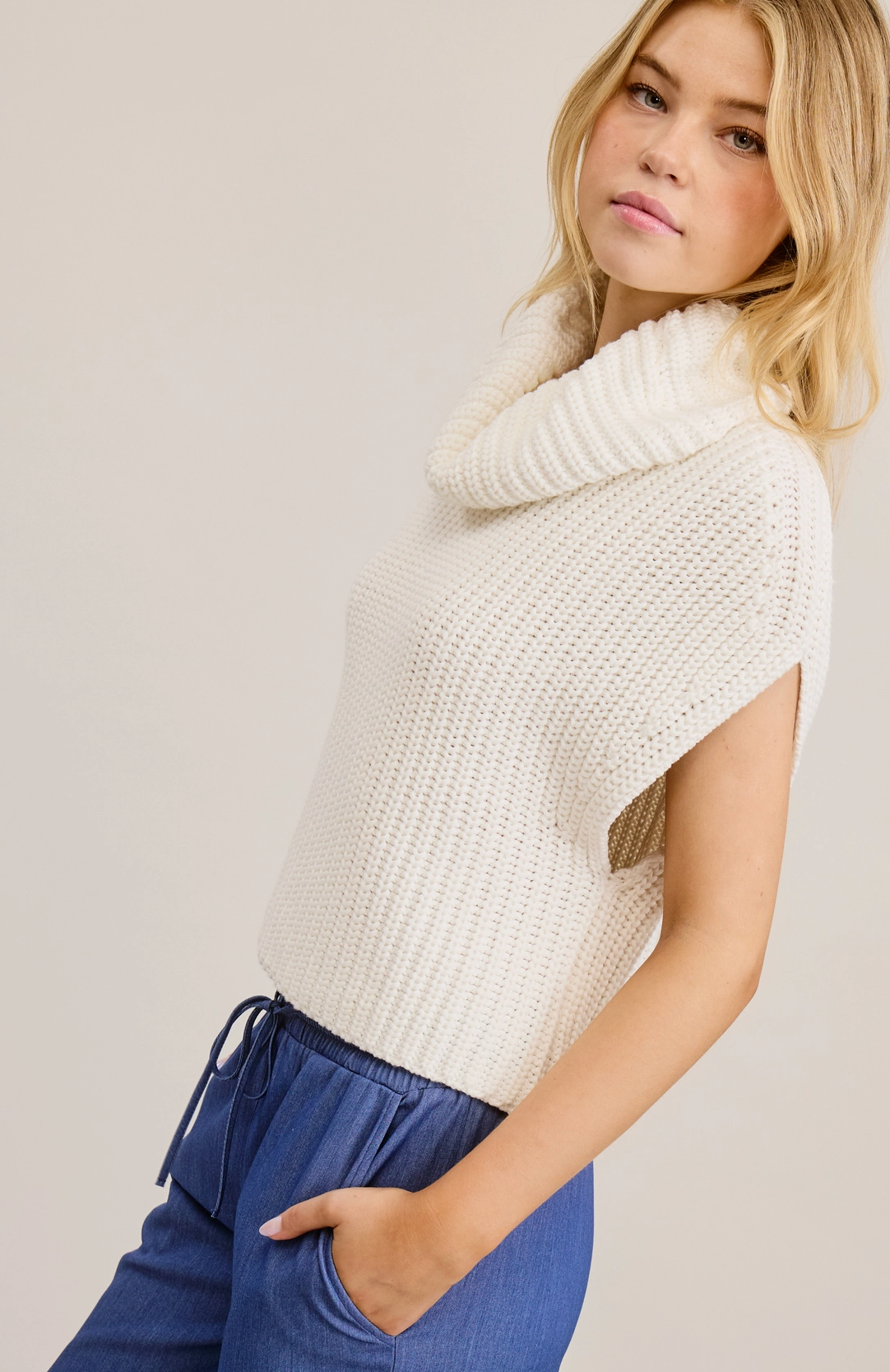 Cowl Neck Sweater Vest