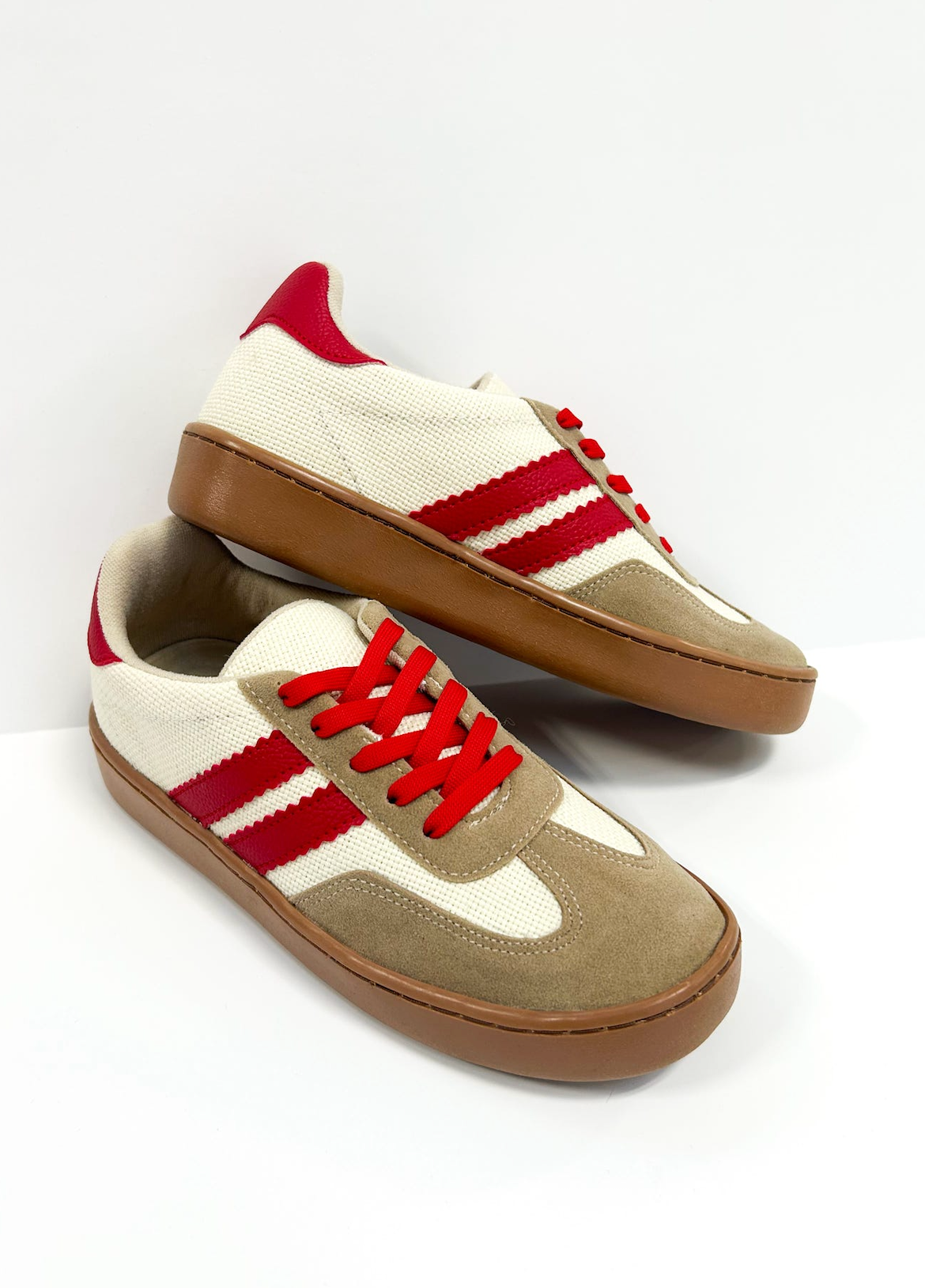 Miel Stripe Sneakers Cream/Red