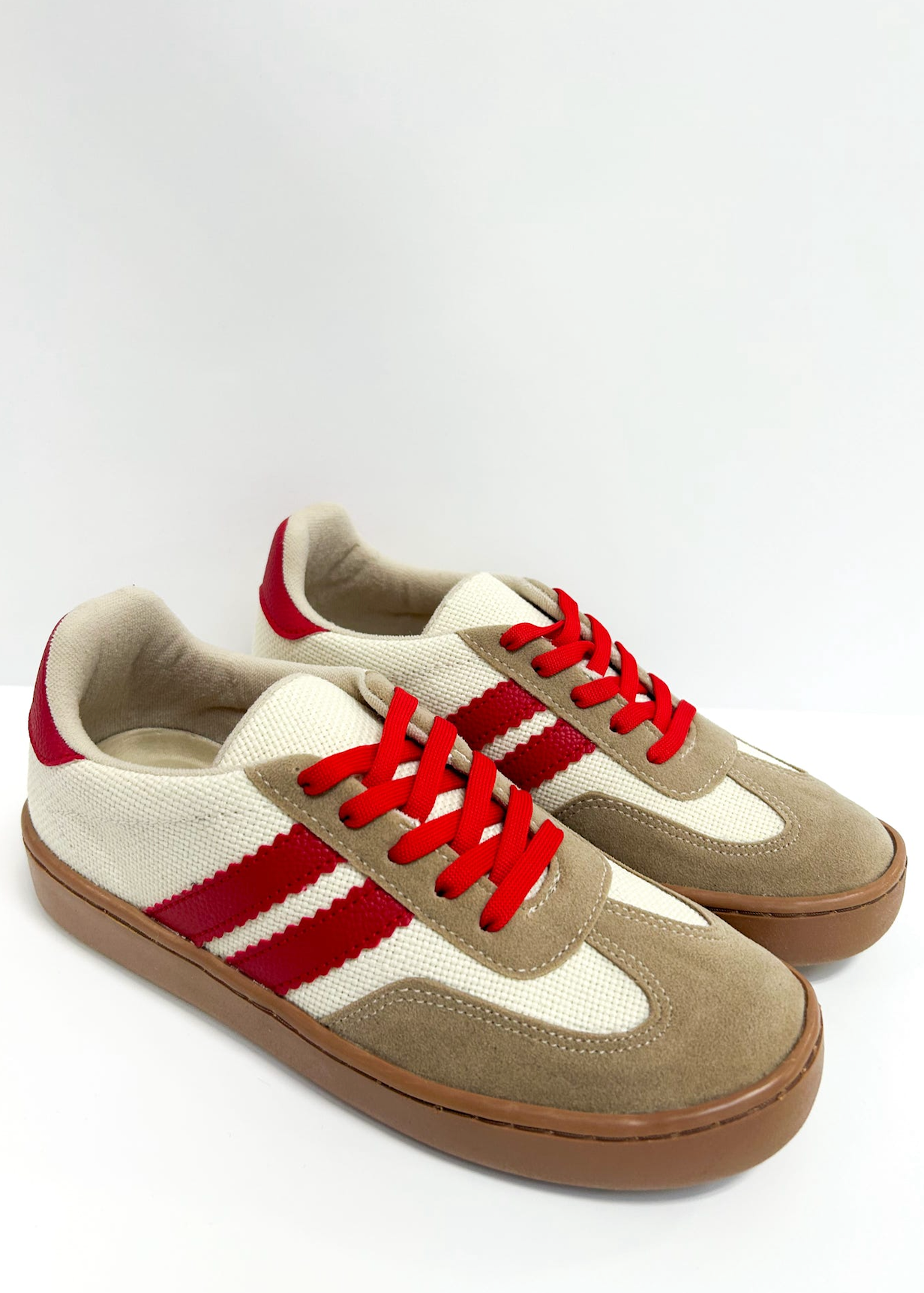 Miel Stripe Sneakers Cream/Red