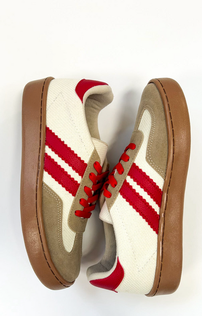 Miel Stripe Sneakers Cream/Red