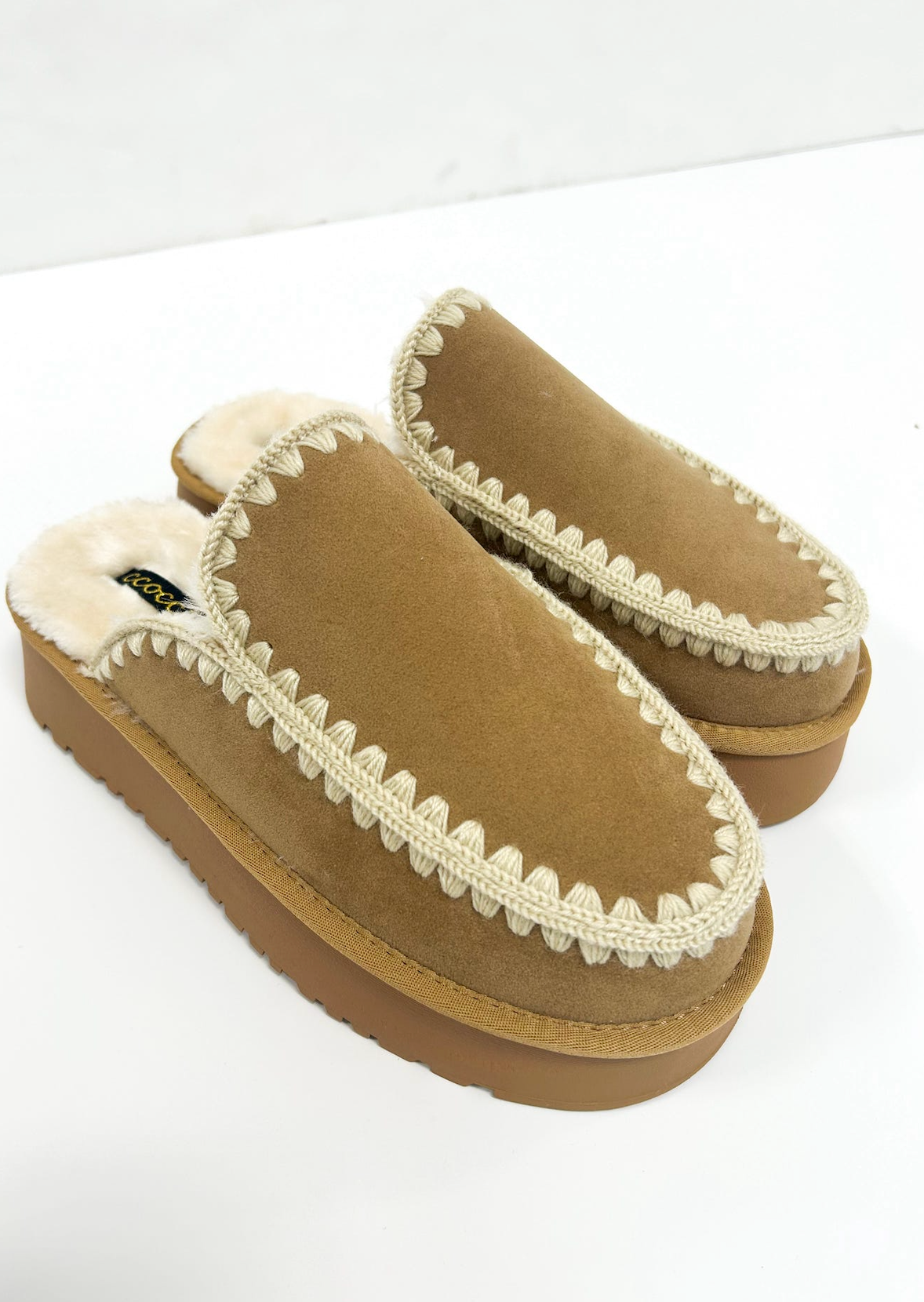 Amber Fur Lined Moccasins Camel