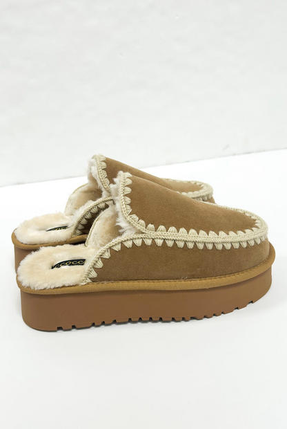 Amber Fur Lined Moccasins Camel