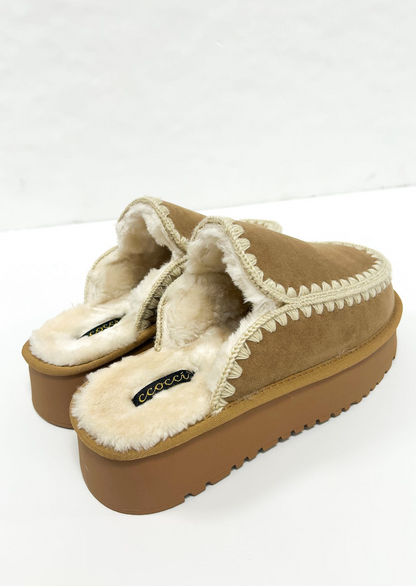 Amber Fur Lined Moccasins Camel