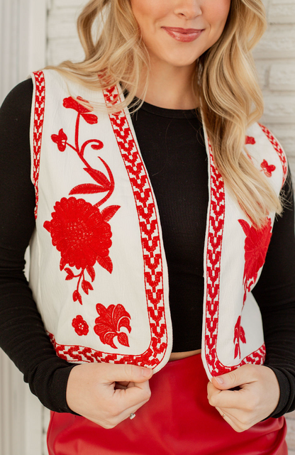 Floral Embroidered Vest