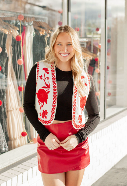 Floral Embroidered Vest