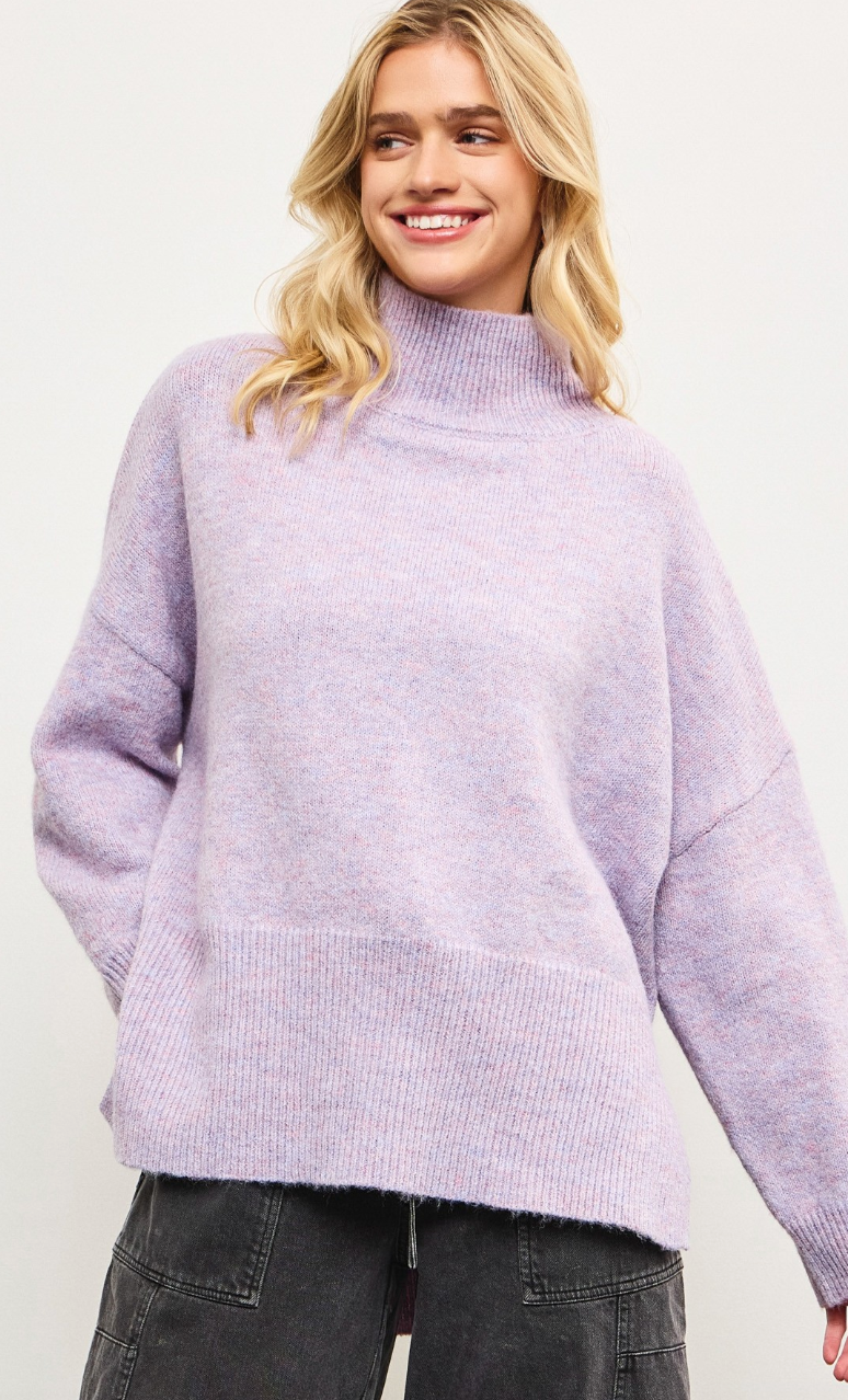 Lilac Mock Neck Sweater