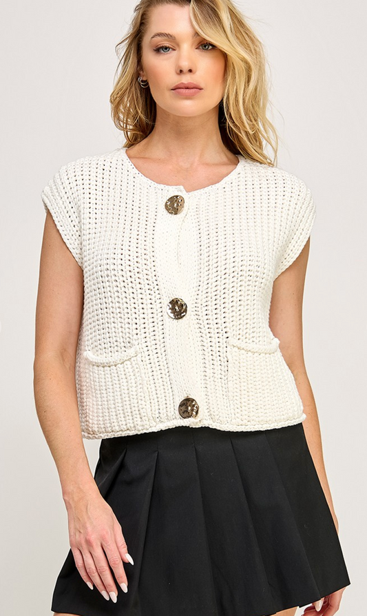 Chunky Sweater Vest White