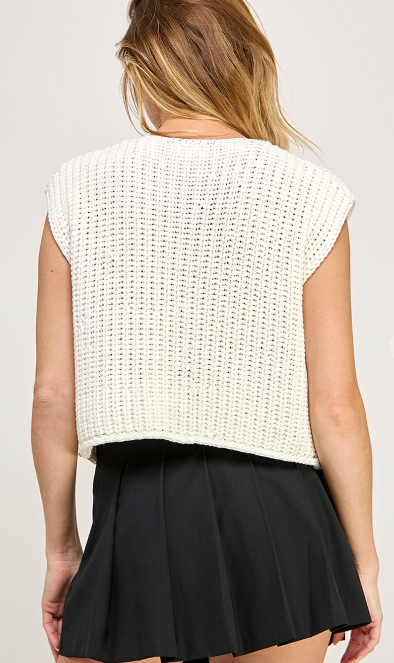 Chunky Sweater Vest White