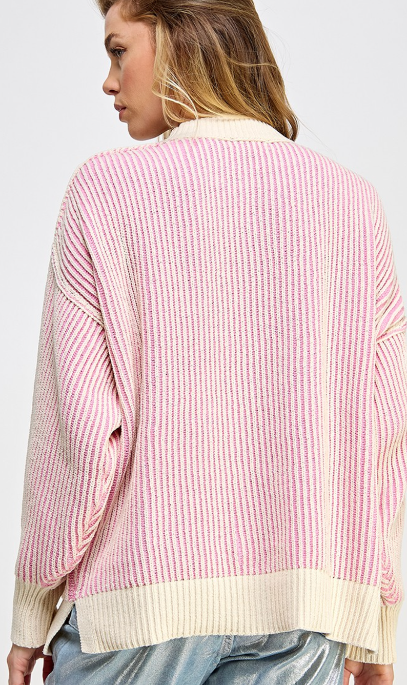 Super Soft Stripe Sweater Pink