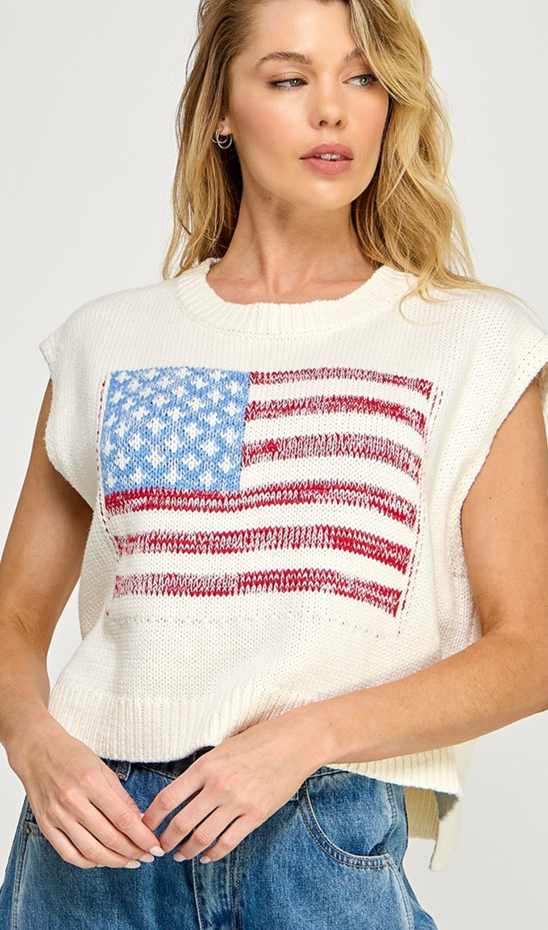 American Flag Knit Top