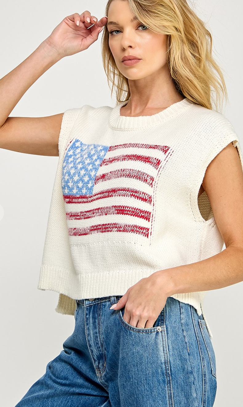 American Flag Knit Top