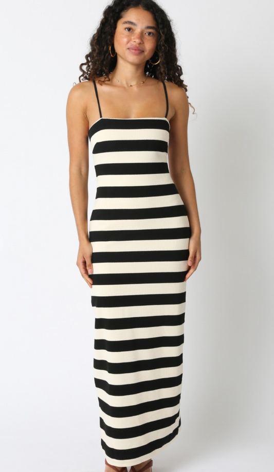 Stripe Strappy Dress Black/White