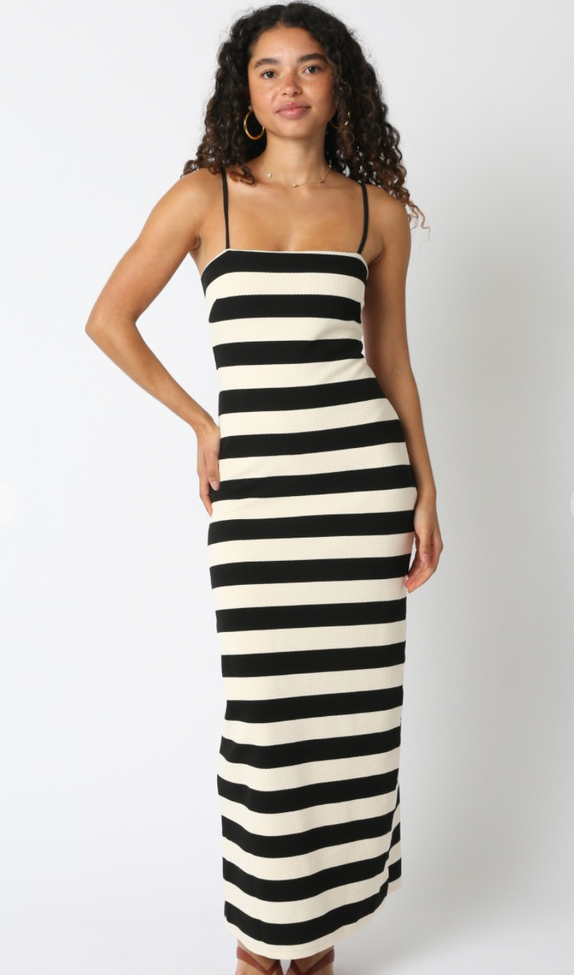 Stripe Strappy Dress Black/White