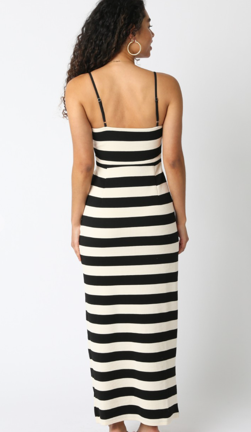 Stripe Strappy Dress Black/White