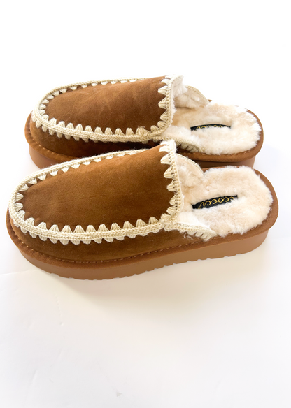 Amber Fur Lined Moccasins Tan