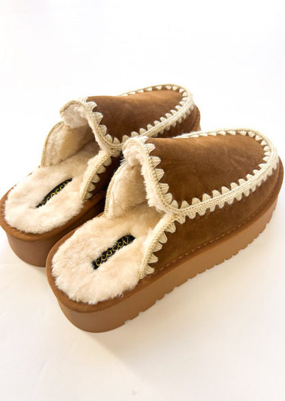 Amber Fur Lined Moccasins Tan