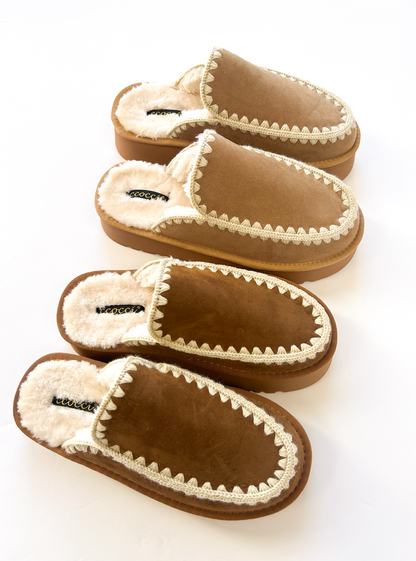 Amber Fur Lined Moccasins Tan