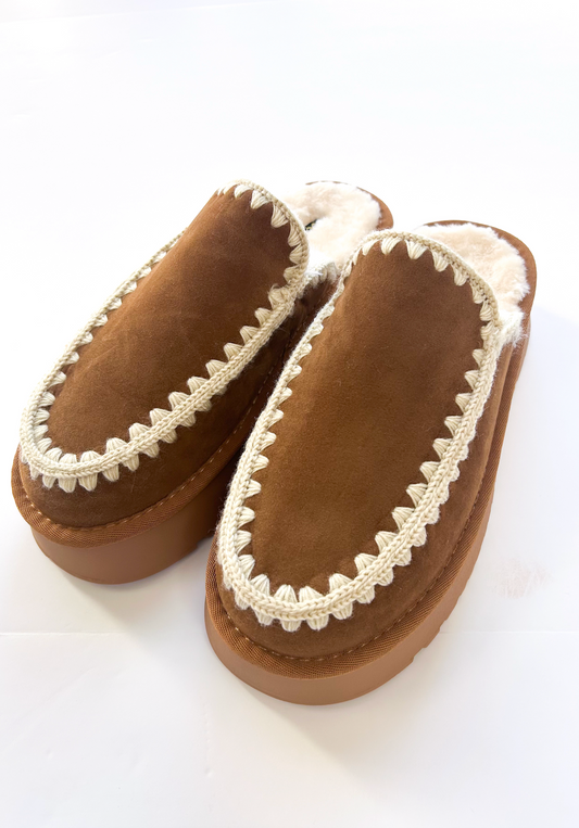 Amber Fur Lined Moccasins Tan