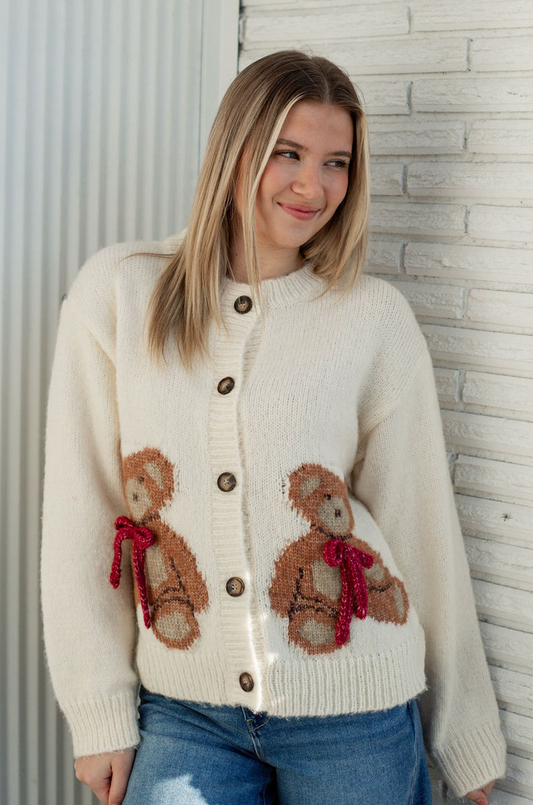 Teddy Bear Cardigan Ivory