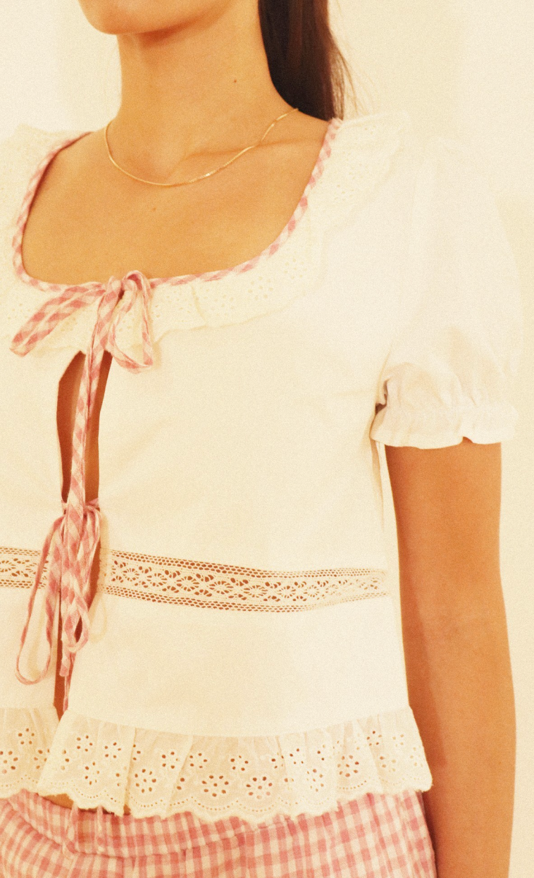 Lace Trim Ties Top