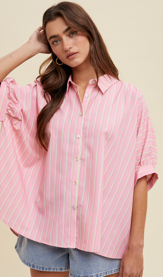 Daphne Stripe Top Pink/Cream