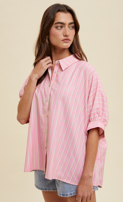 Daphne Stripe Top Pink/Cream