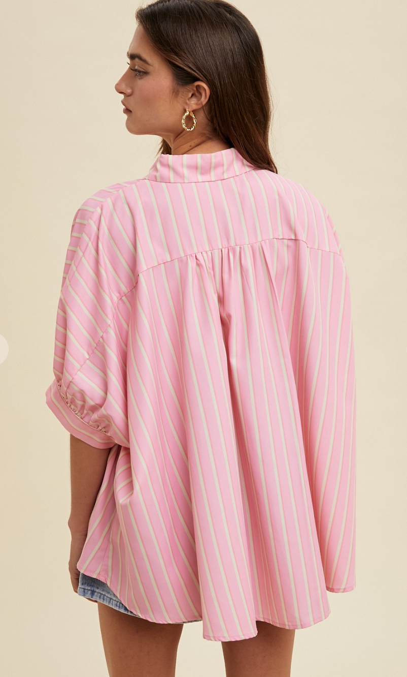 Daphne Stripe Top Pink/Cream