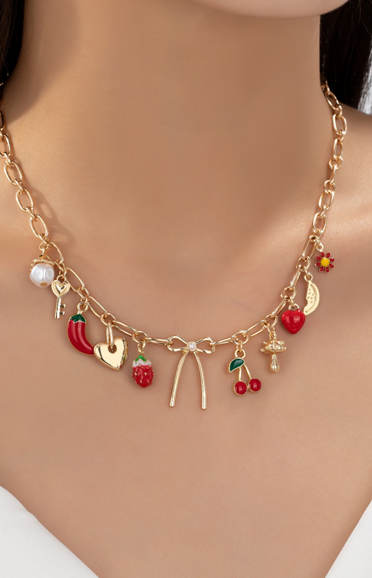 Cherries Charm Necklace