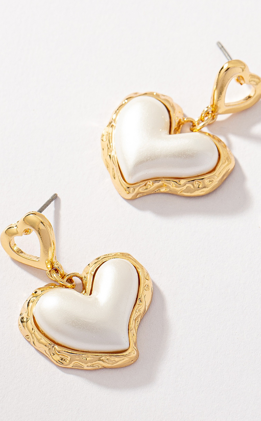 Pearl Heart Earrings