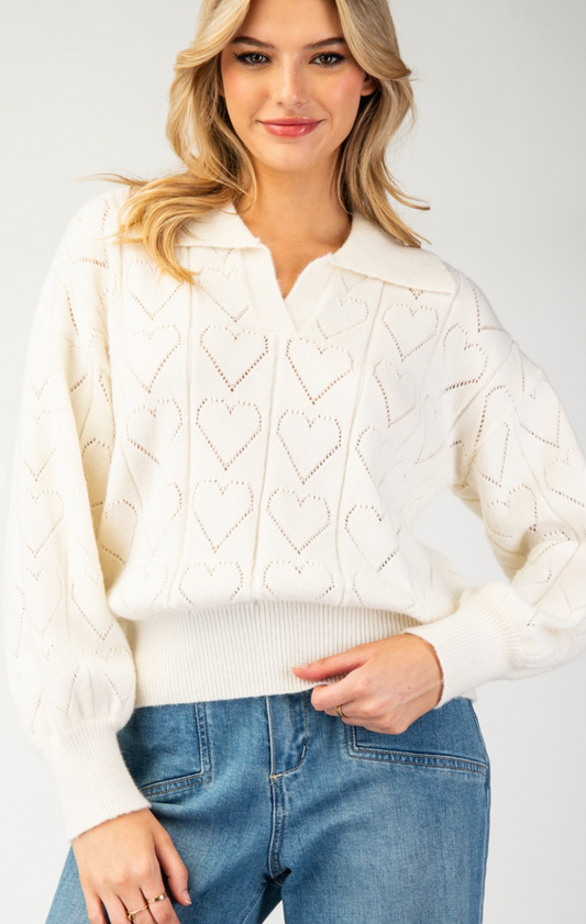 Heart Pattern Knit Top