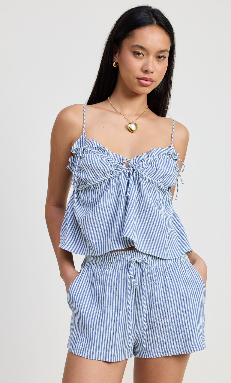 Stripe Ruffle Babydoll Top