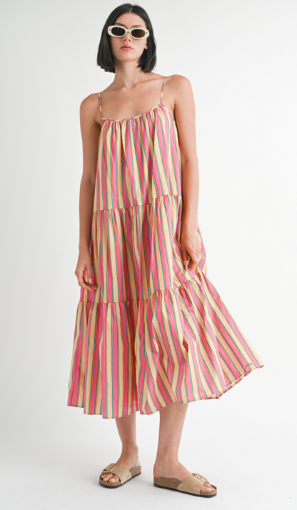 Stripe Flare Maxi Dress