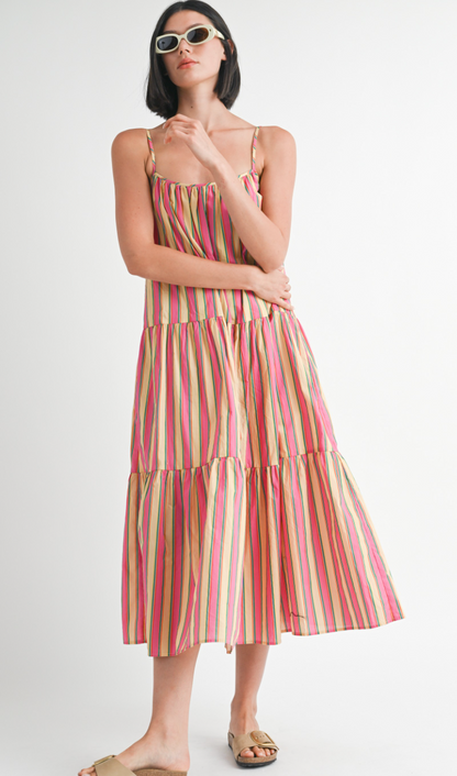 Stripe Flare Maxi Dress