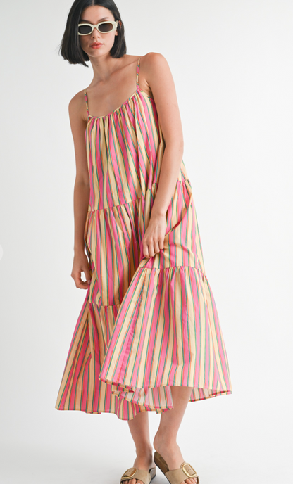 Stripe Flare Maxi Dress