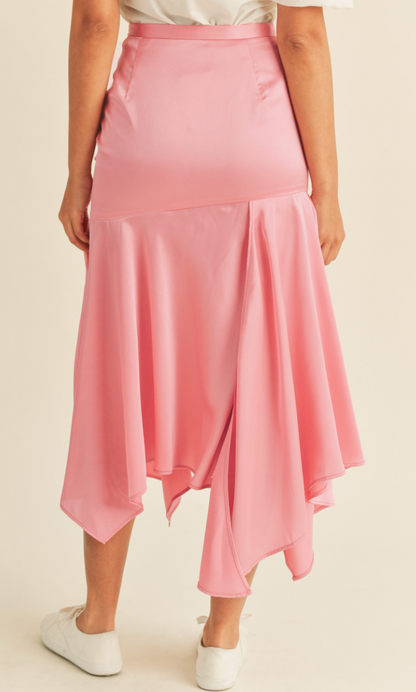 Pink Handkerchief Midi Skirt