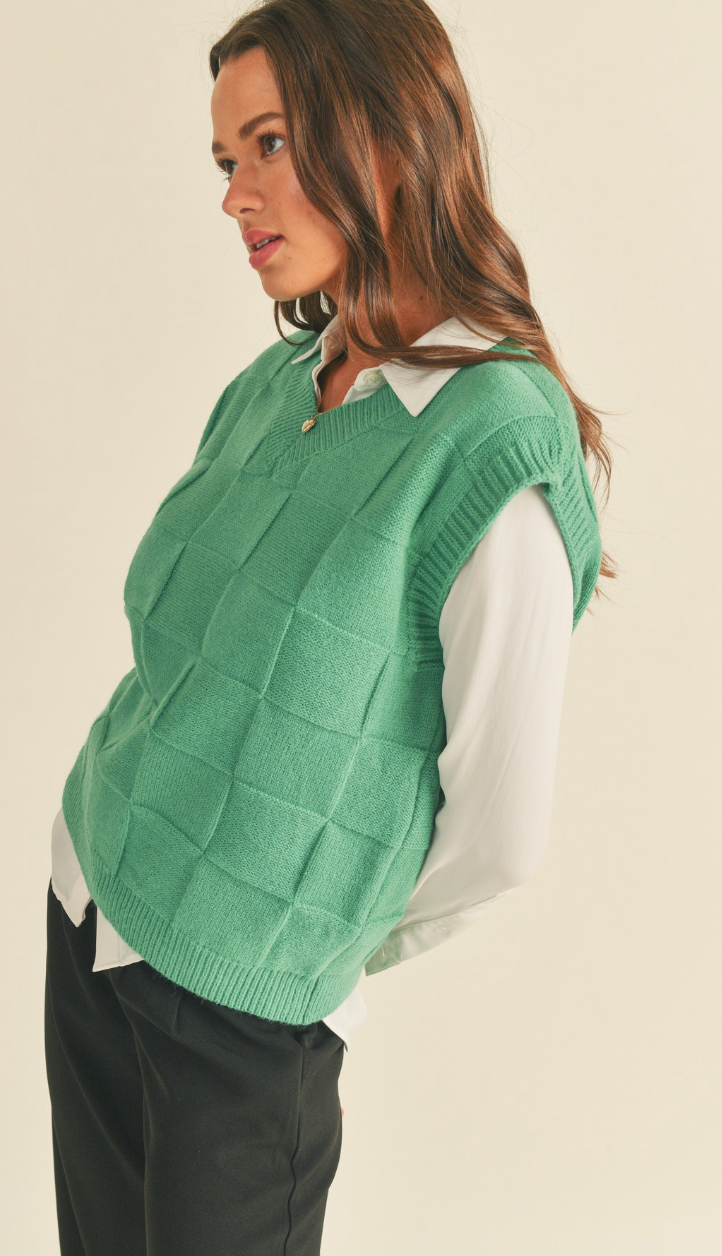 Woven Sweater Vest Green