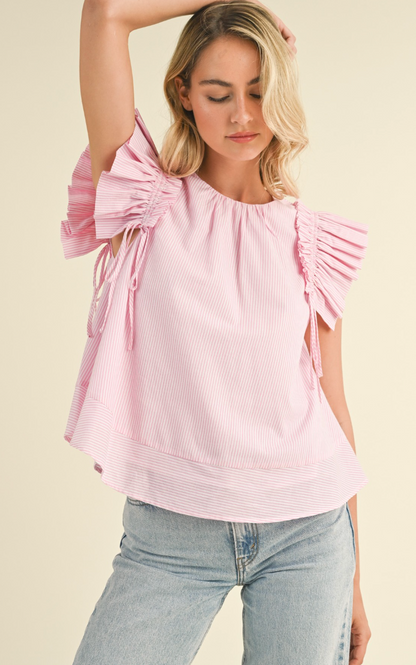 Flutter Sleeve Top Pink