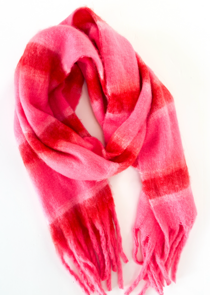 Pink Color Block Scarf