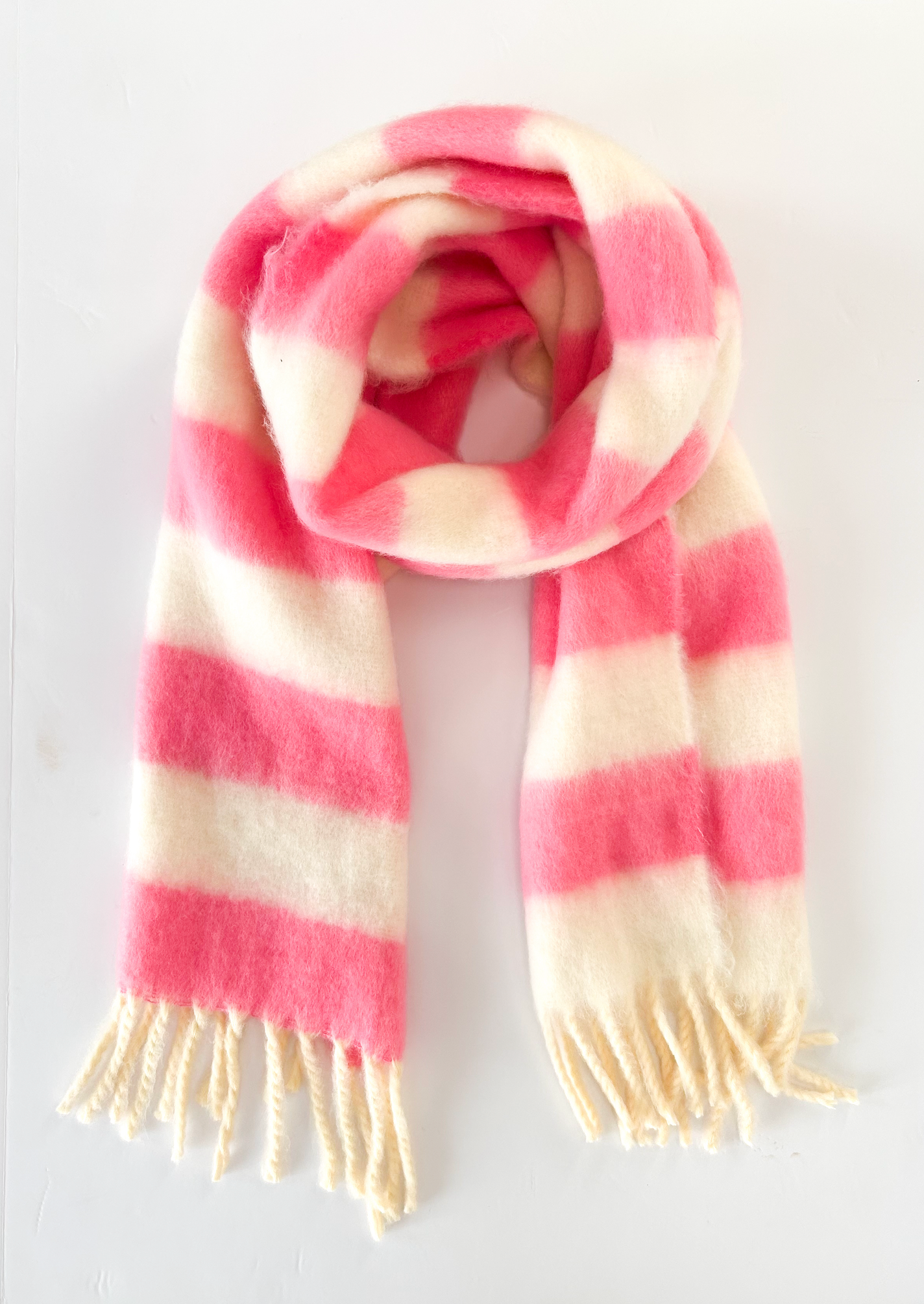 Pink Striped Color Block Scarf