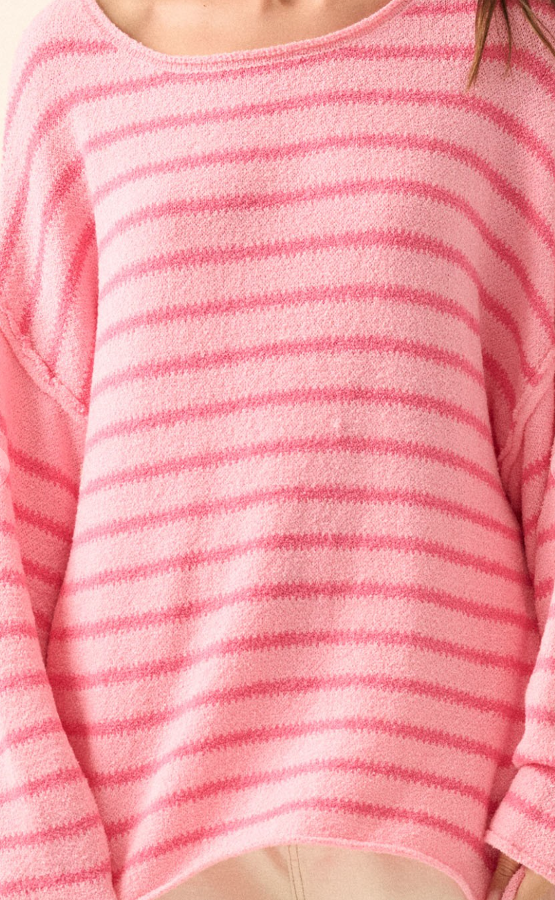 Oversized Stripe Sweater Pink