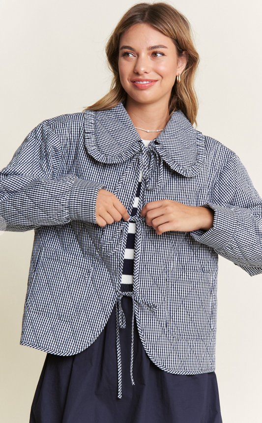 Gingham Quilted Jacket Black