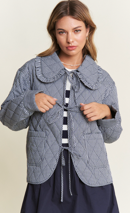 Gingham Quilted Jacket Black