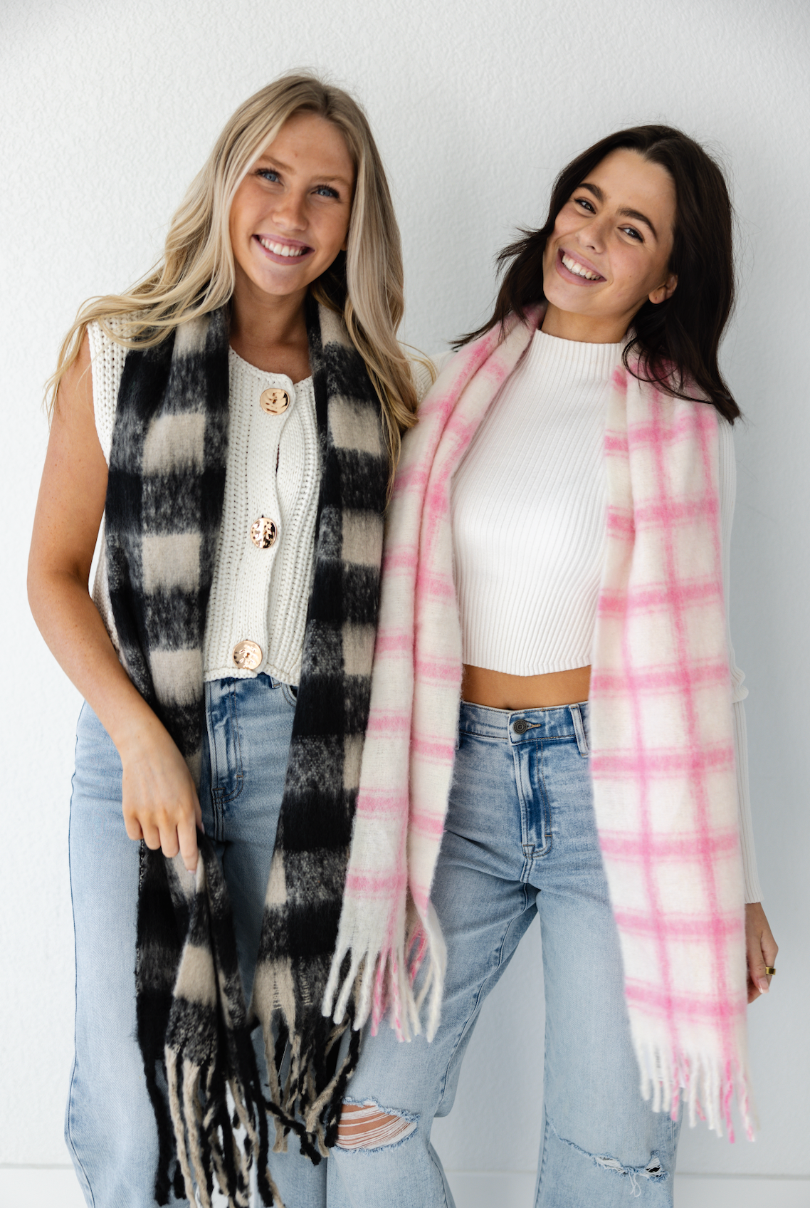 Pink Plaid Scarf