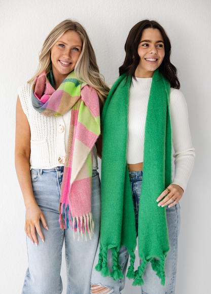 Green Chunky Blanket Scarf