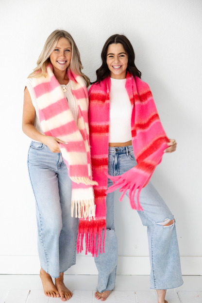 Pink Color Block Scarf